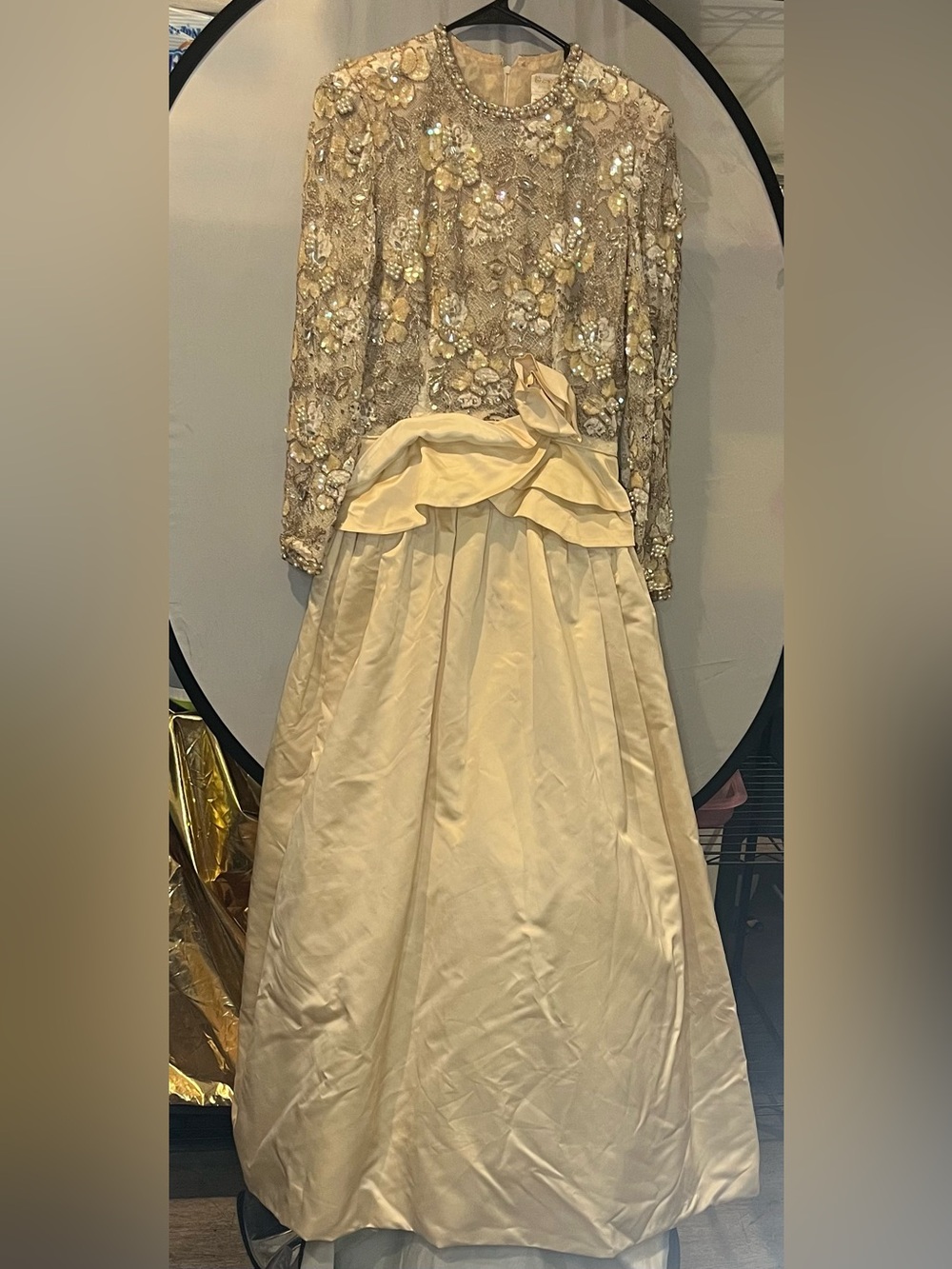 Victoria Royal Ltd Champagne Ivory Embellished Formal Gown